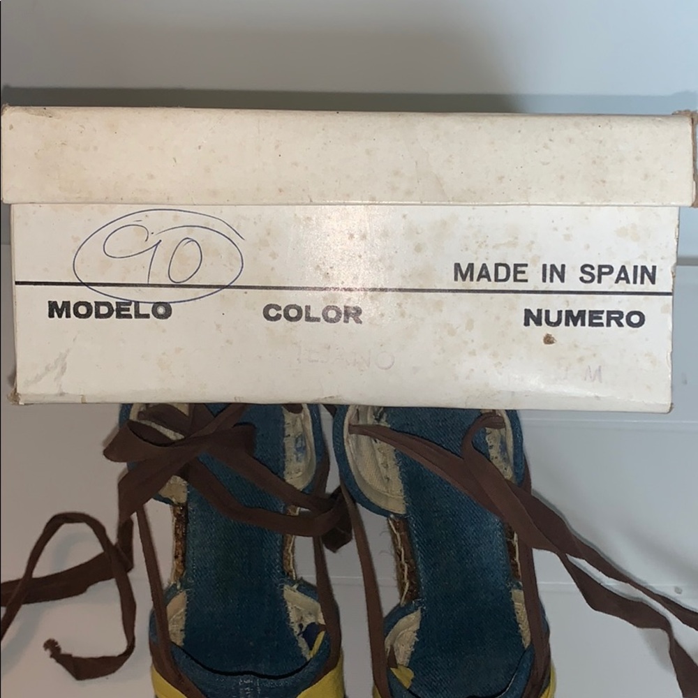 Vintage 70s Platform Espadrille Sandals Wrap Sandals Lace Up Sandal Size 5 1/2 - Picture 5 of 8